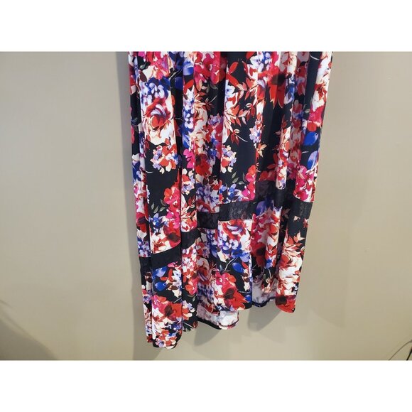 Women's NWT Torrid Black Skater Midi Dress- Studio Knit Lace Neck Floral, Size 4 - Picture 3 of 6